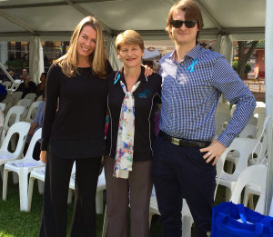 Ingrid Skirka (sculptor of ‘Memory Lines’), Karen Banton and Dean Banton